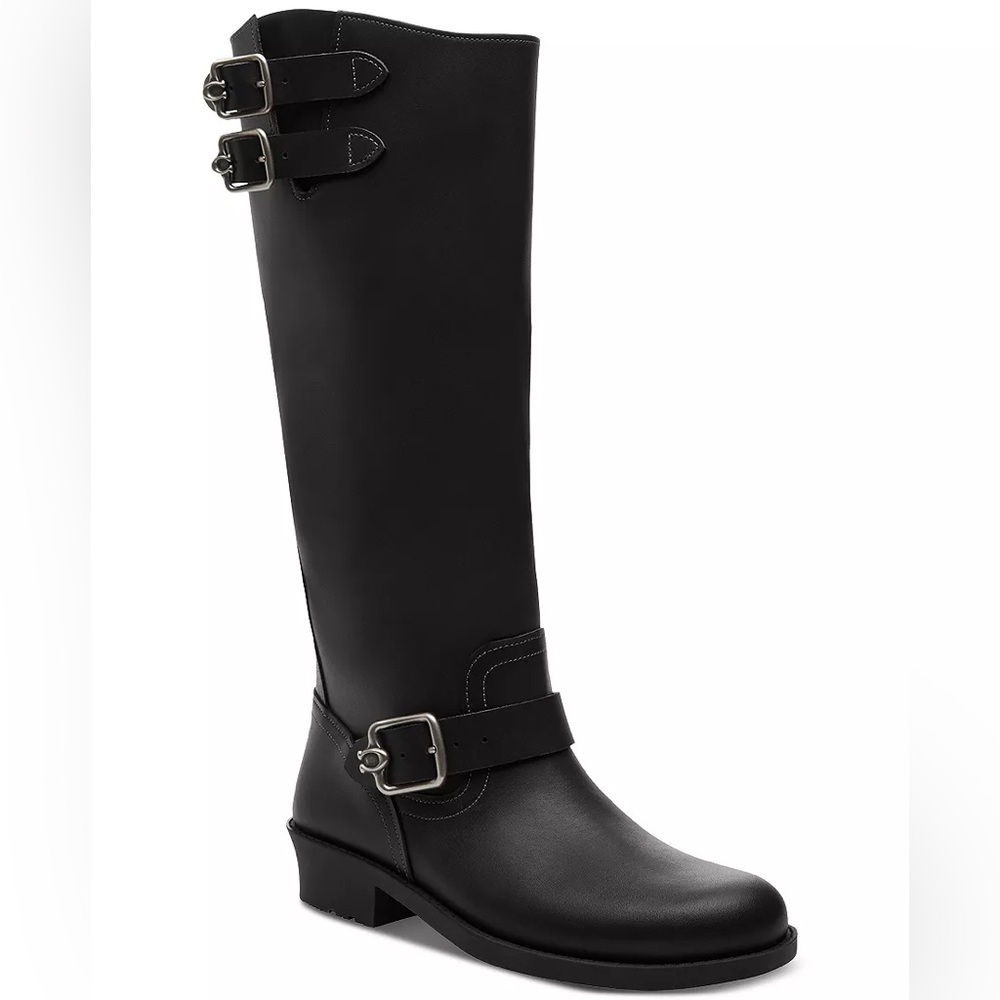 Coach Black Over the Knee Boots with Buckles